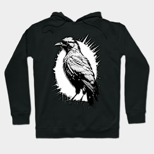 Crow Black and White Splash Hoodie